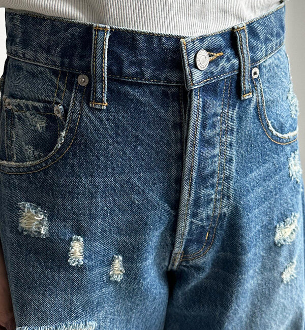  「【ベストセラーアイテム】ダメージカーブデニム」|デニム|