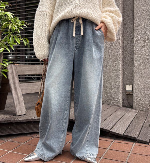  「【新色追加】デニムワイドイージーパンツ」|デニム|