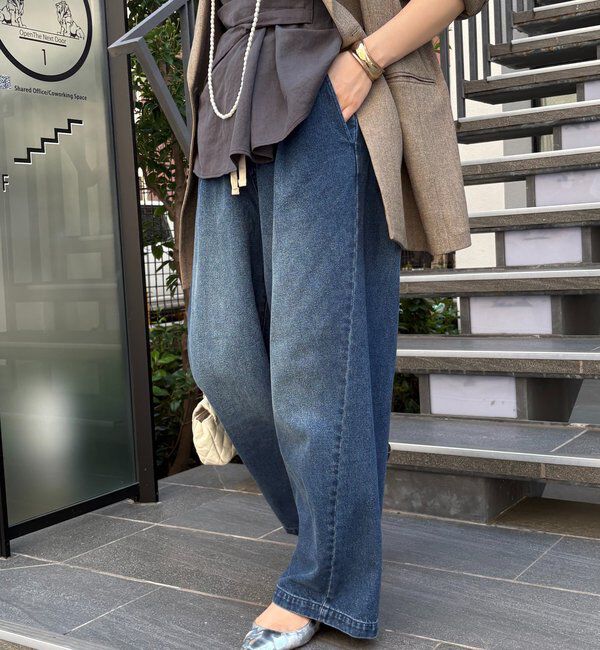  「【新色追加】デニムワイドイージーパンツ」|デニム|