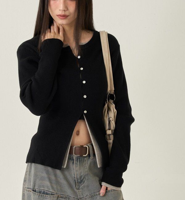  「RIBBED KINT NARROW CARDIGAN」|カーディガン|