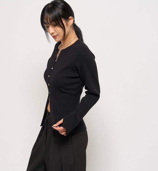  「RIBBED KINT NARROW CARDIGAN」|カーディガン|