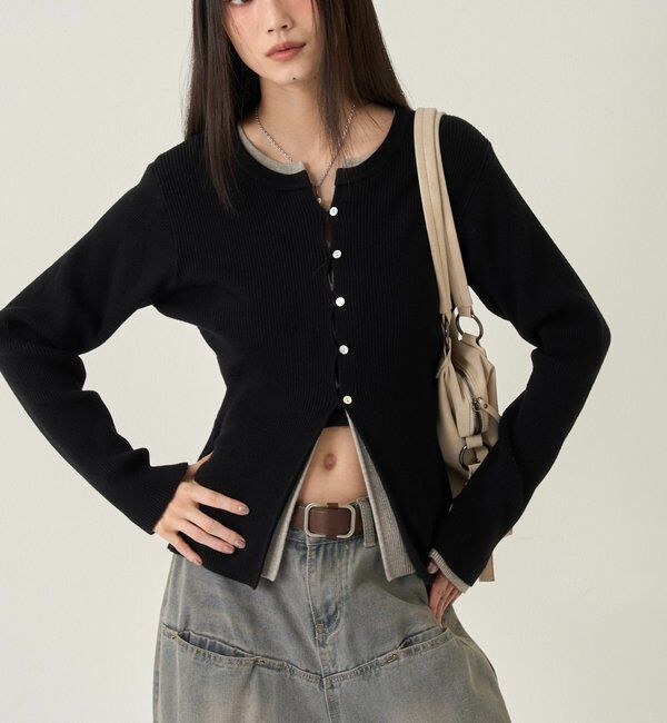  「RIBBED KINT NARROW CARDIGAN」|カーディガン|