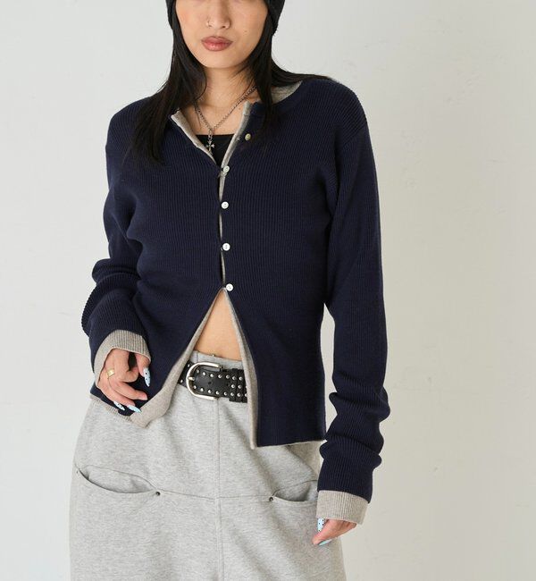  「RIBBED KINT NARROW CARDIGAN」|カーディガン|