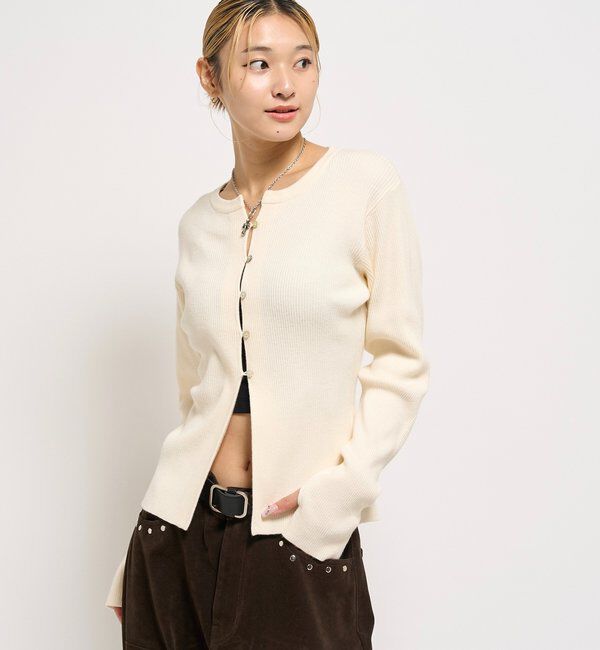  「RIBBED KINT NARROW CARDIGAN」|カーディガン|