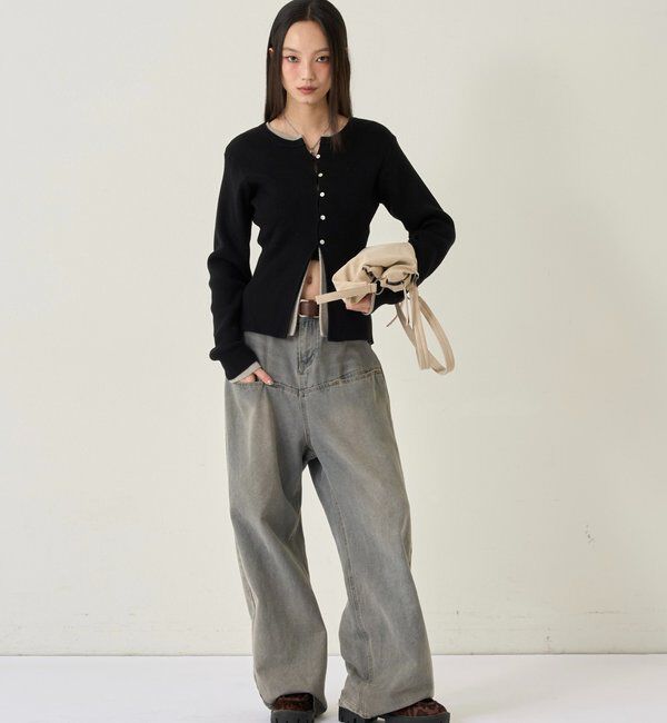  「RIBBED KINT NARROW CARDIGAN」|カーディガン|