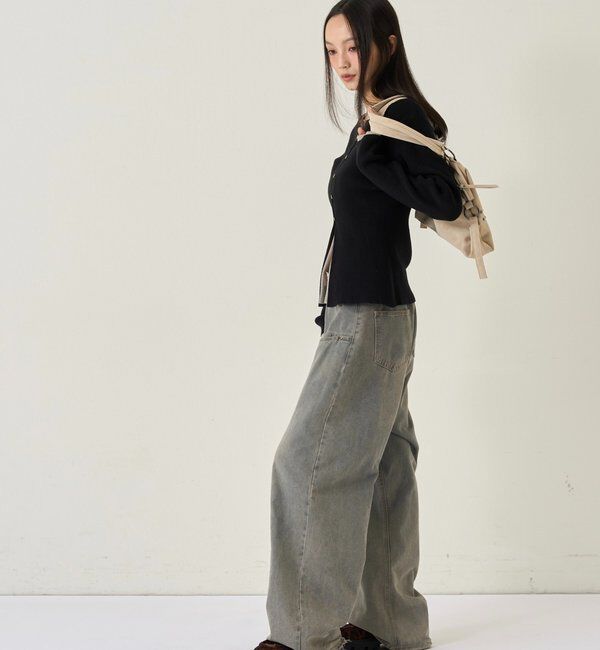  「RIBBED KINT NARROW CARDIGAN」|カーディガン|