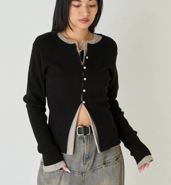  「RIBBED KINT NARROW CARDIGAN」|カーディガン|
