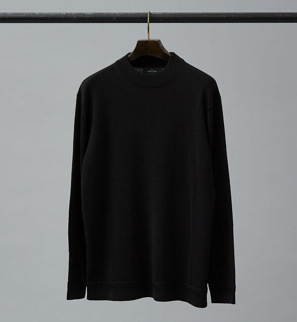 ABAHOUSE「Pure Merino ハイゲージモックネック ニット プルオーバー」|ニット・セーター|ブラック
