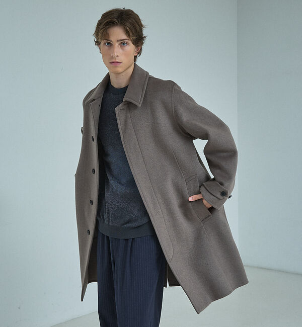 ABAHOUSE「【ON/OFF兼用】ウールモッサ バルカラーコート / ステンカラー」|ステンカラーコート|グレージュ