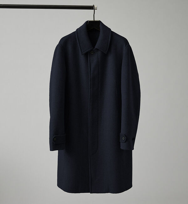 ABAHOUSE「【ON/OFF兼用】ウールモッサ バルカラーコート / ステンカラー」|ステンカラーコート|ダークネイビー
