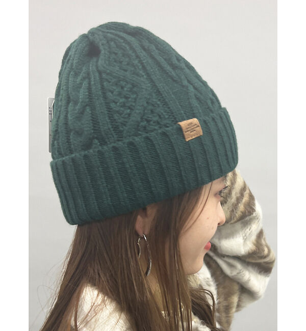Rouge vif「【RUBEN】ケーブル裏ボアニット帽」|その他|グリーン