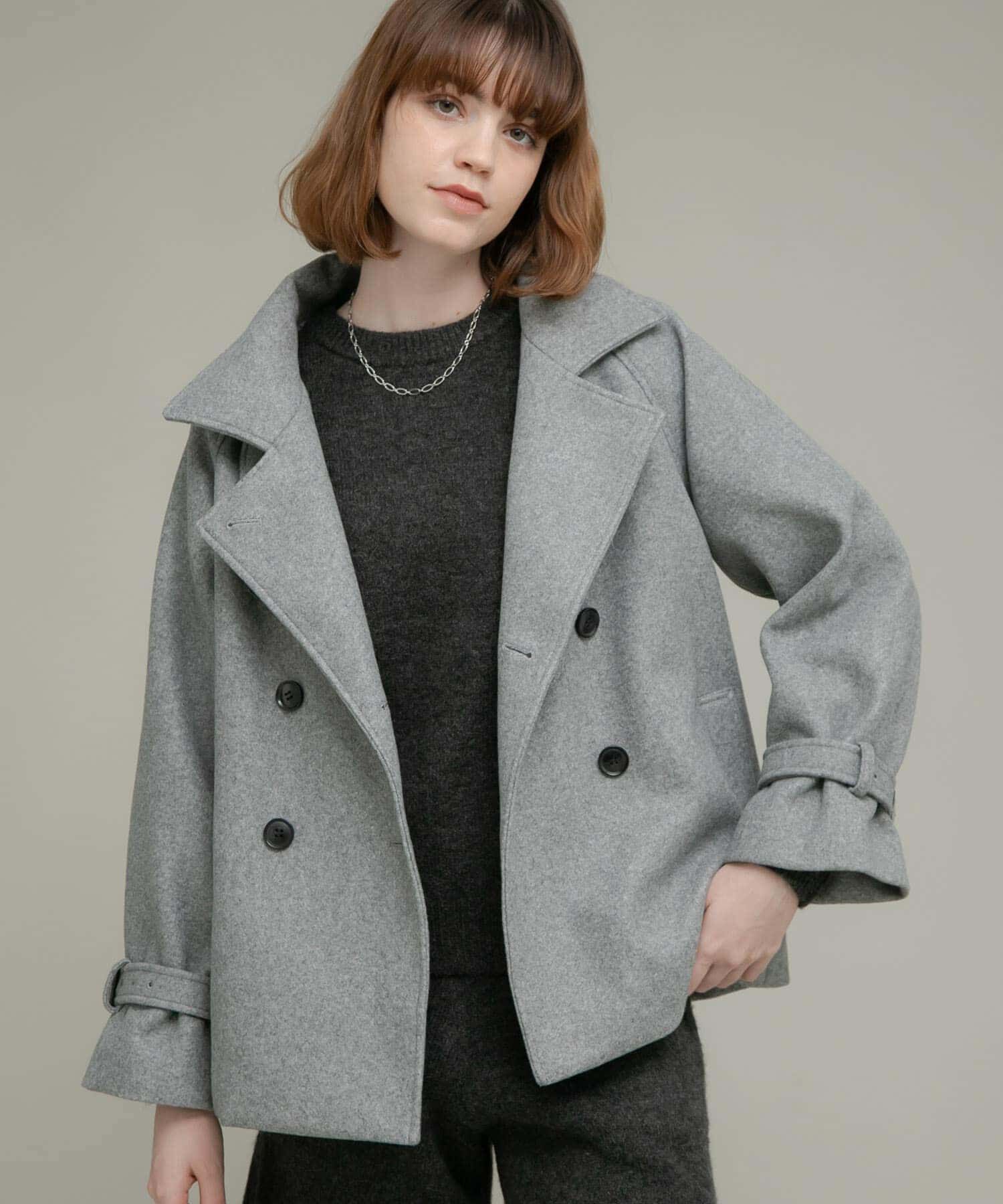 Sonny Label 「メルトンジャージースタンドカラーコート」|ノーカラーコート|グレー