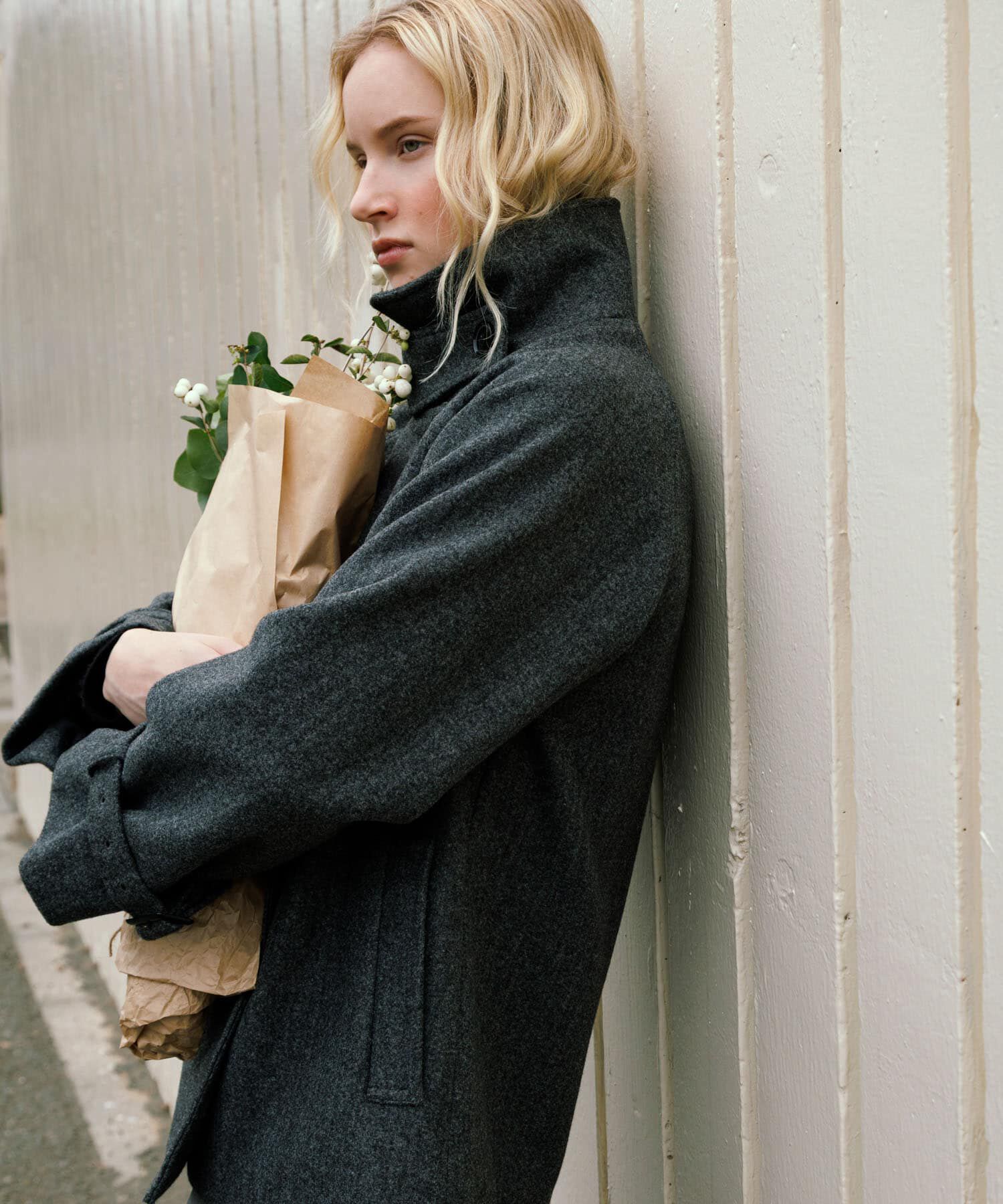 Sonny Label 「メルトンジャージースタンドカラーコート」|ノーカラーコート|チャコールグレー