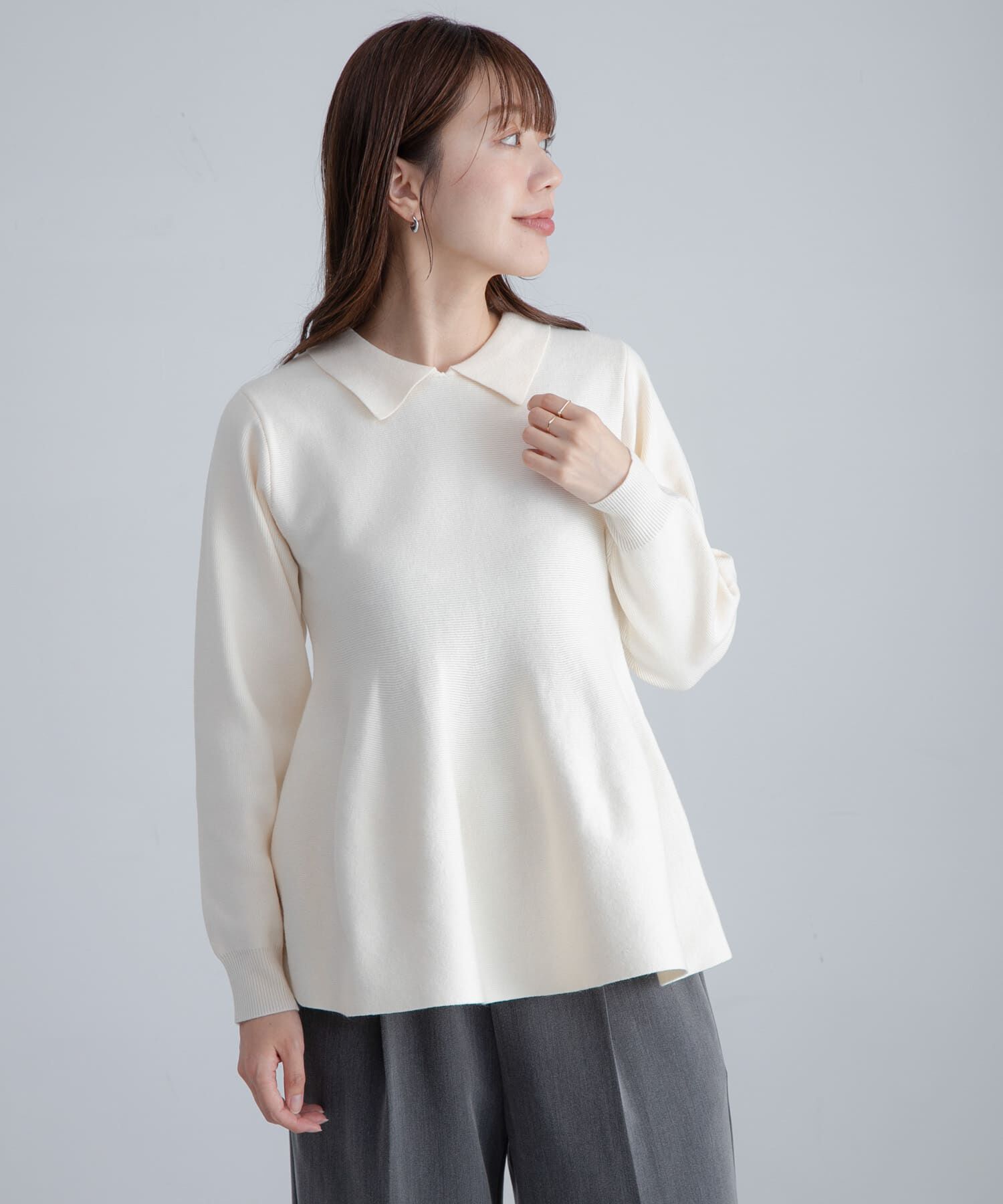 Sonny Label 「『WEB限定』襟付きペプラムニットプルオーバー」|ニット・セーター|