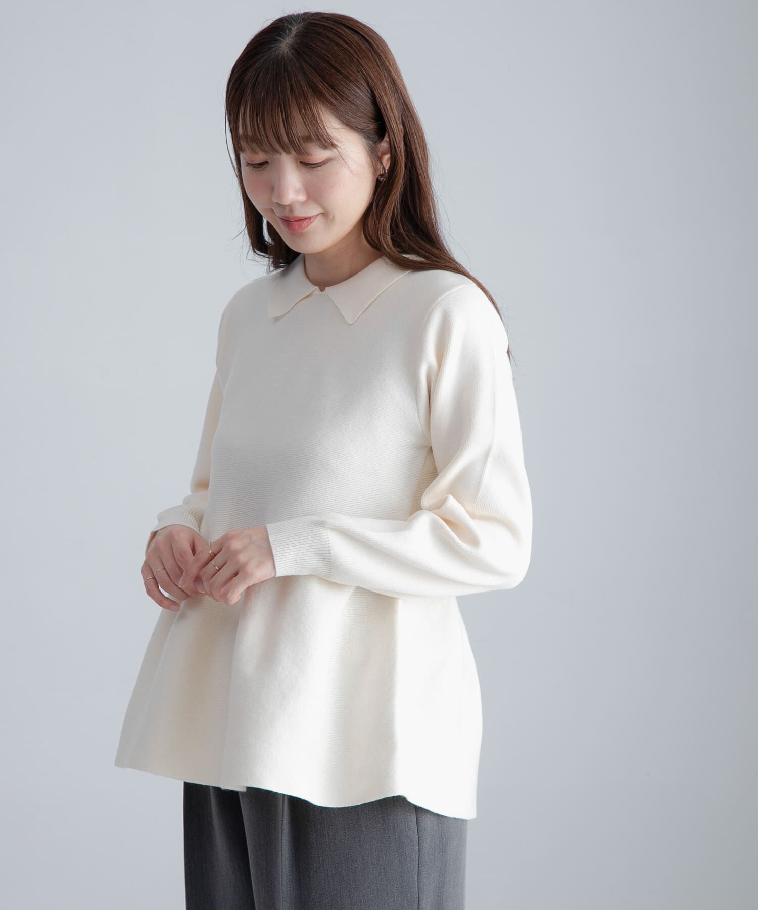 Sonny Label 「『WEB限定』襟付きペプラムニットプルオーバー」|ニット・セーター|