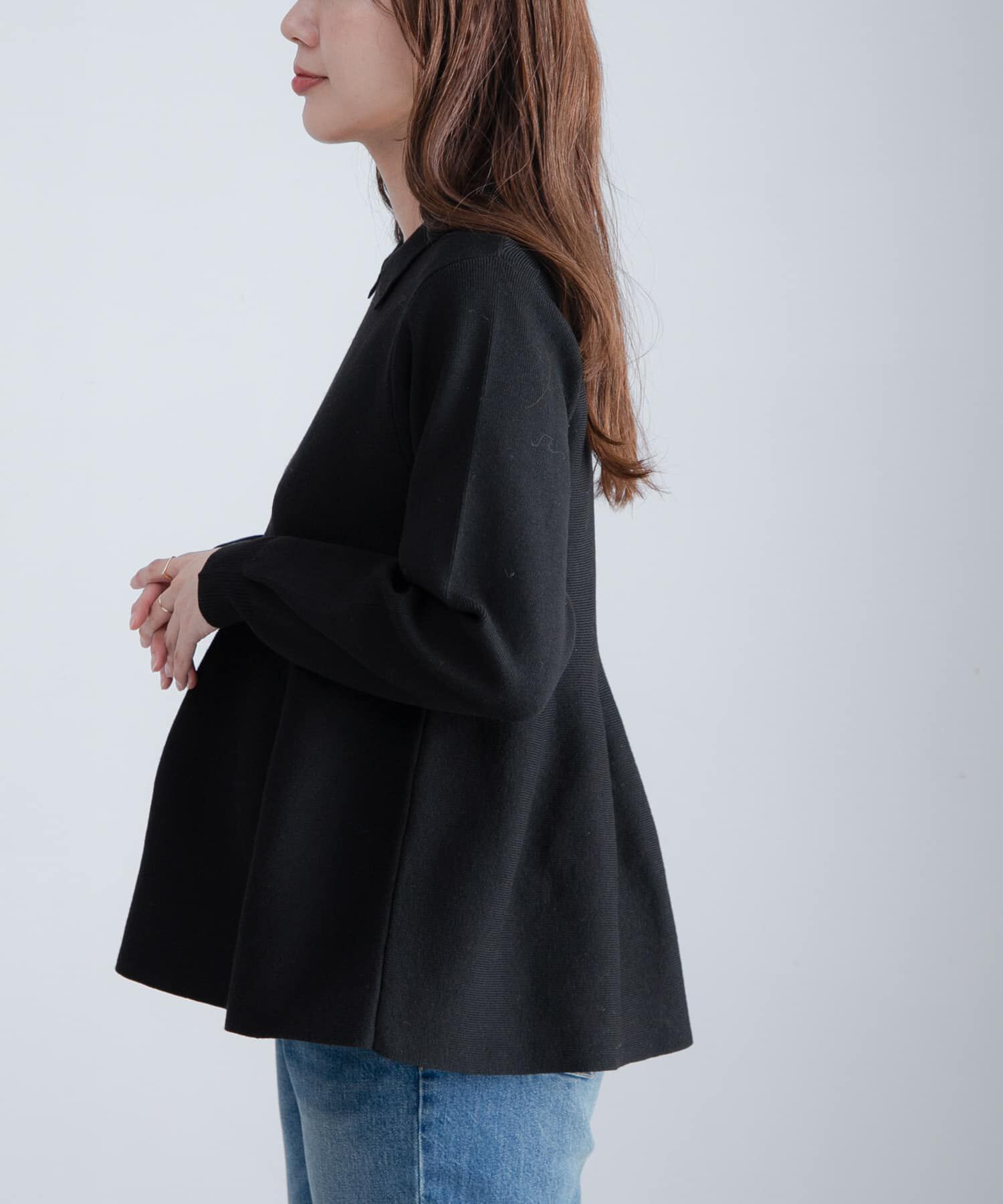 Sonny Label 「『WEB限定』襟付きペプラムニットプルオーバー」|ニット・セーター|ブラック