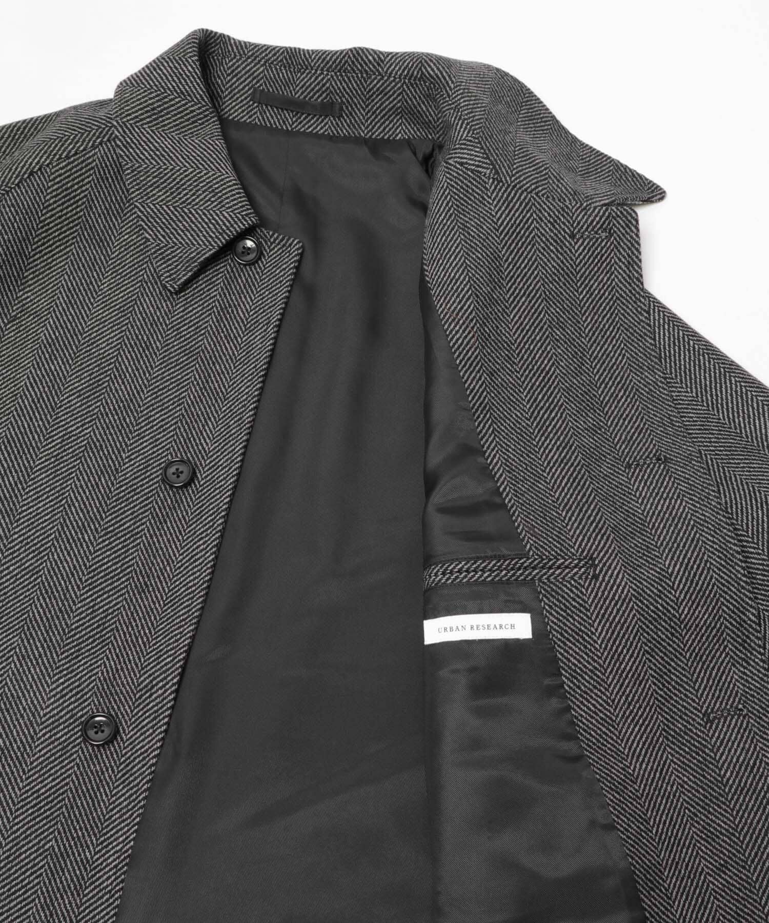 URBAN RESEARCH「WINDPROOF TWEED HALF COAT」|ノーカラーコート|