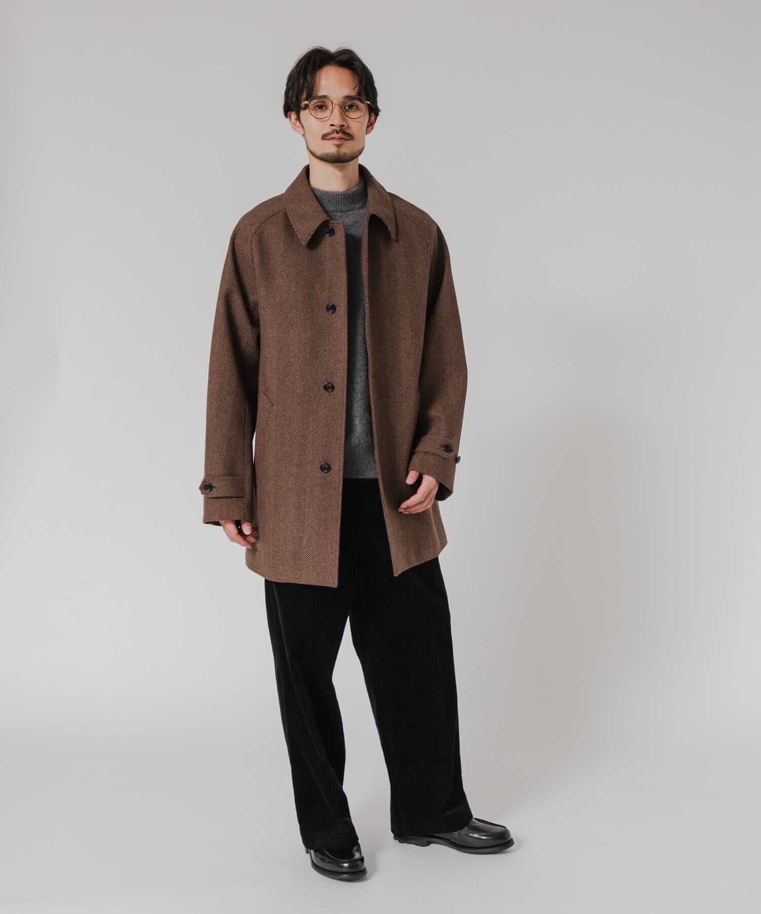 URBAN RESEARCH「WINDPROOF TWEED HALF COAT」|ノーカラーコート|