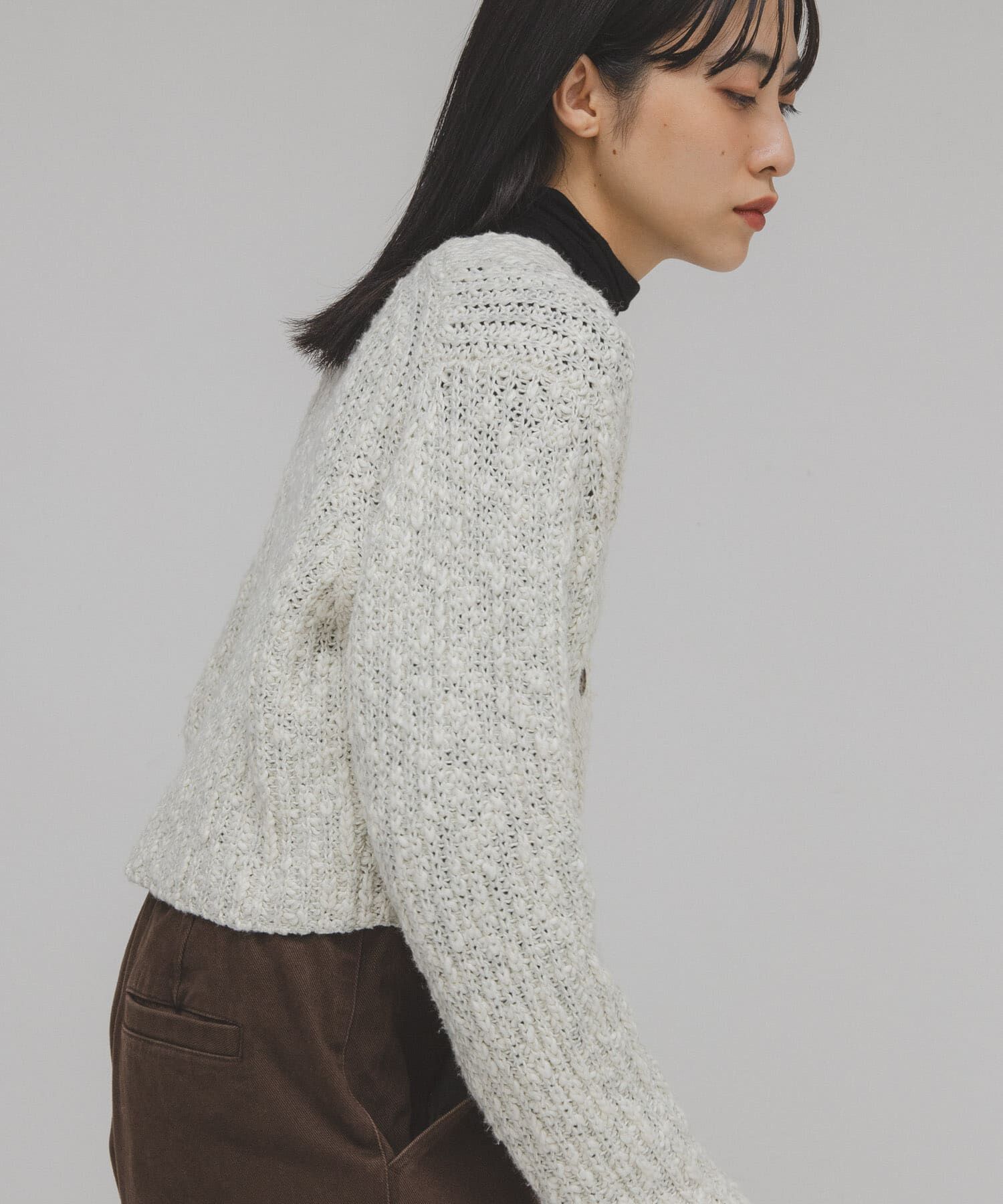  「スラブMIXショートカーディガン」|ニット・セーター|