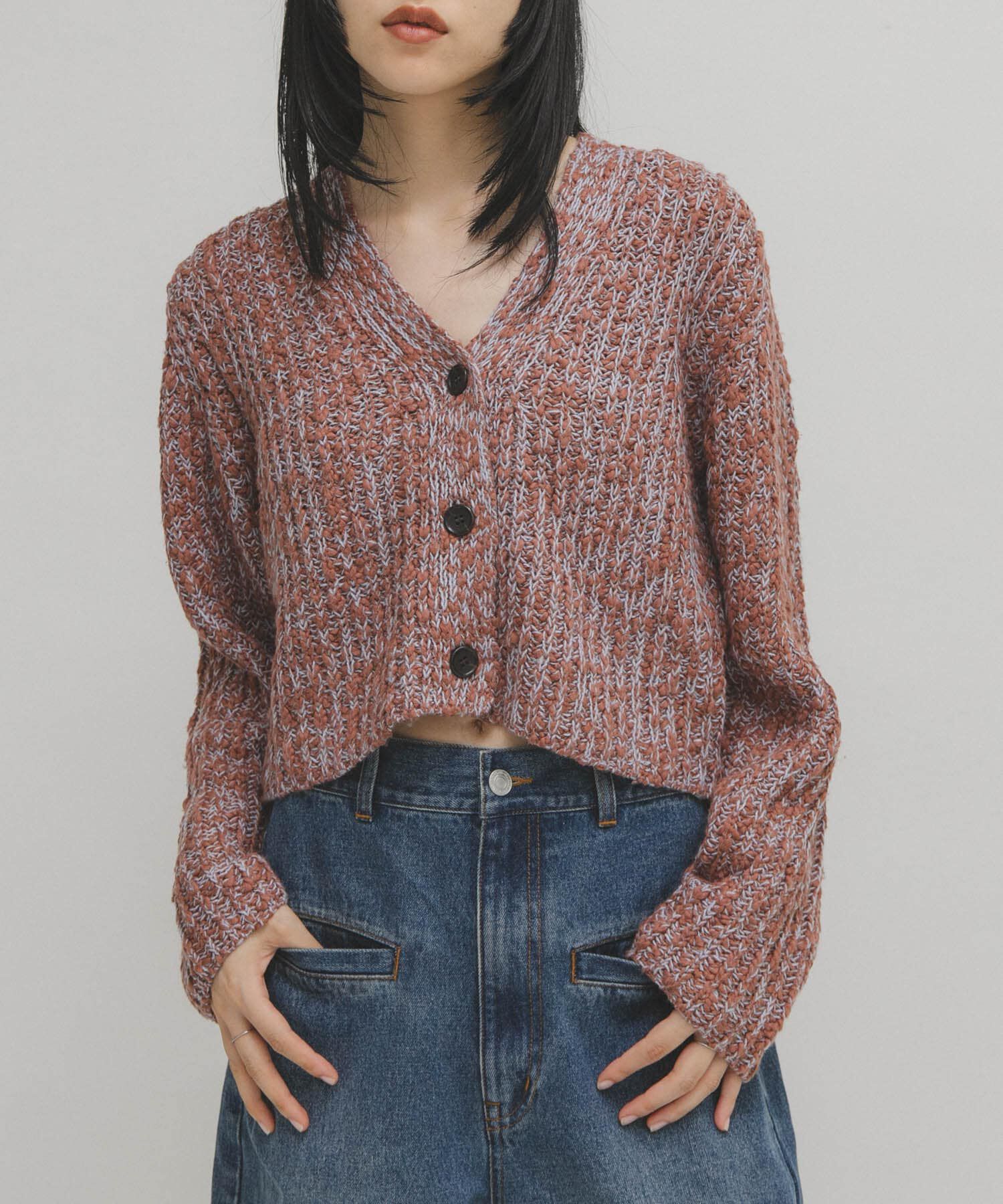  「スラブMIXショートカーディガン」|ニット・セーター|