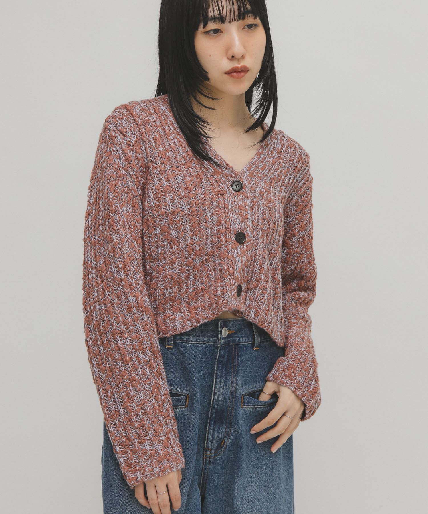  「スラブMIXショートカーディガン」|ニット・セーター|