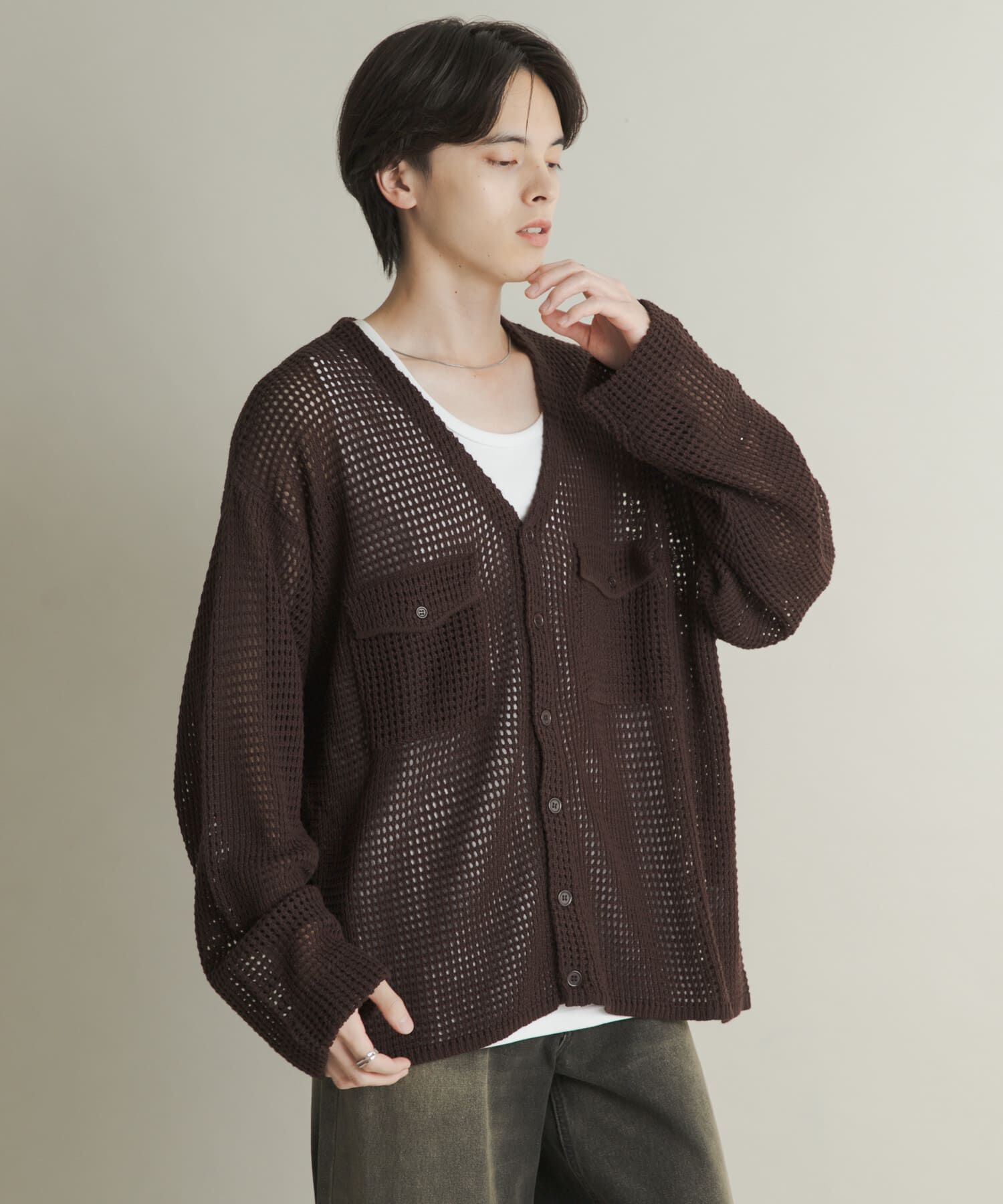 SENSE OF PLACE by URBAN RESEARCH「WポケットVネックニットカーディガン」|カーディガン|