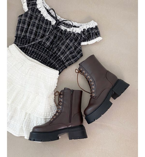  「タンクソールレースアップブーツ」|ショートブーツ|