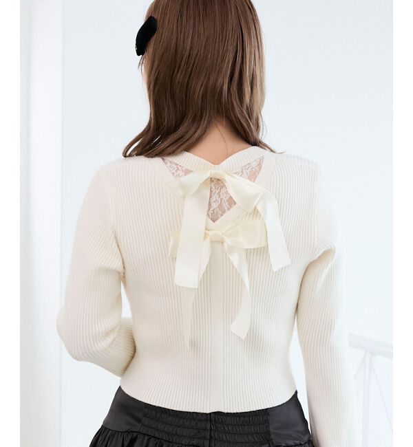  「バックリボンショートカーディガン」|カーディガン|