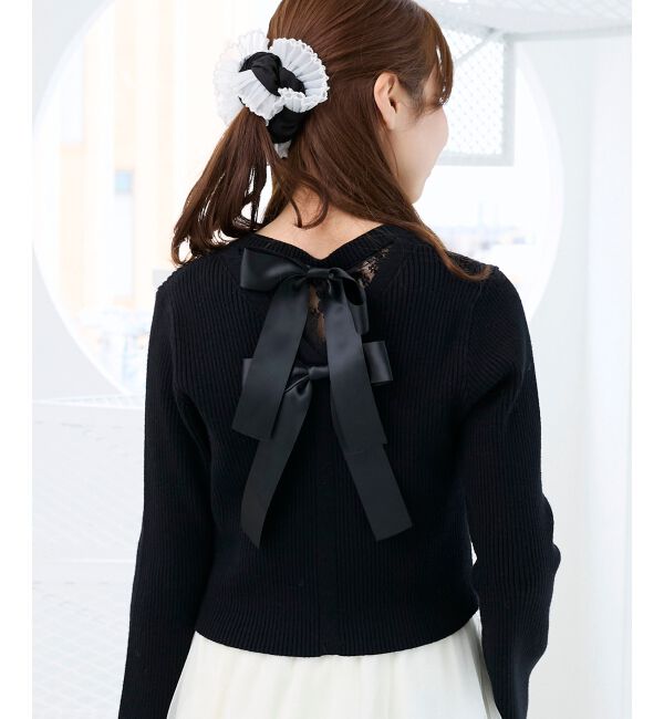  「バックリボンショートカーディガン」|カーディガン|ブラック
