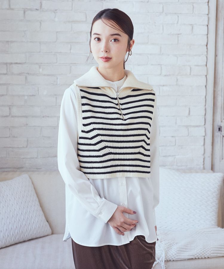 earth music&ecology「SET　Zipニットベスト+ブラウス」|ベスト・ジレ|