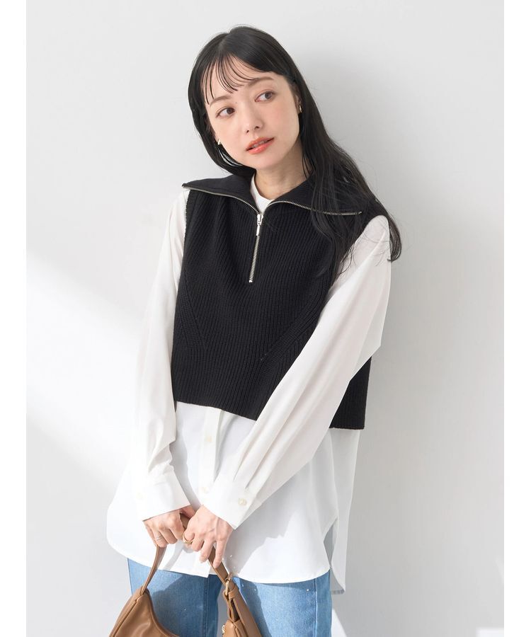 earth music&ecology「SET　Zipニットベスト+ブラウス」|ベスト・ジレ|