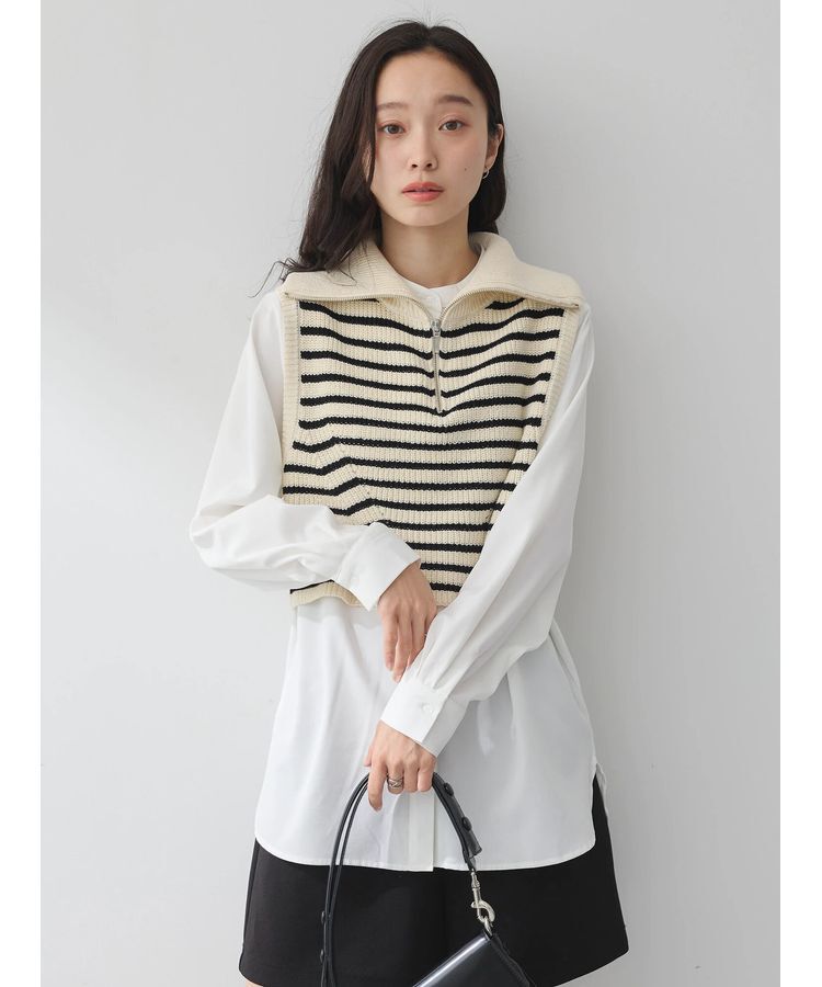 earth music&ecology「SET　Zipニットベスト+ブラウス」|ベスト・ジレ|