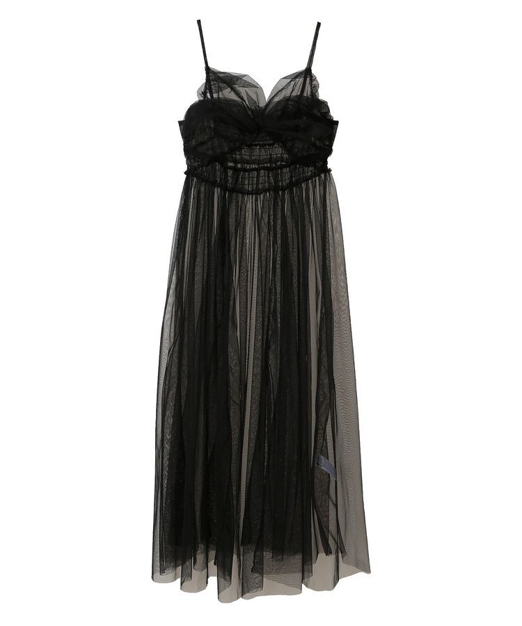 earth music&ecology「ねじりチュールキャミワンピース」|ワンピース|Black