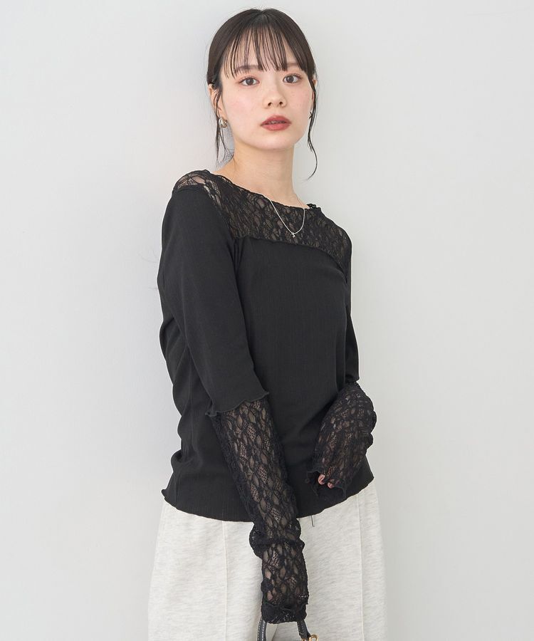 earth music&ecology「レース&times;アイレットプルオーバー」|Tシャツ・カットソー|
