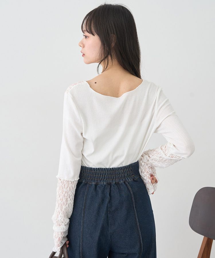 earth music&ecology「レース&times;アイレットプルオーバー」|Tシャツ・カットソー|