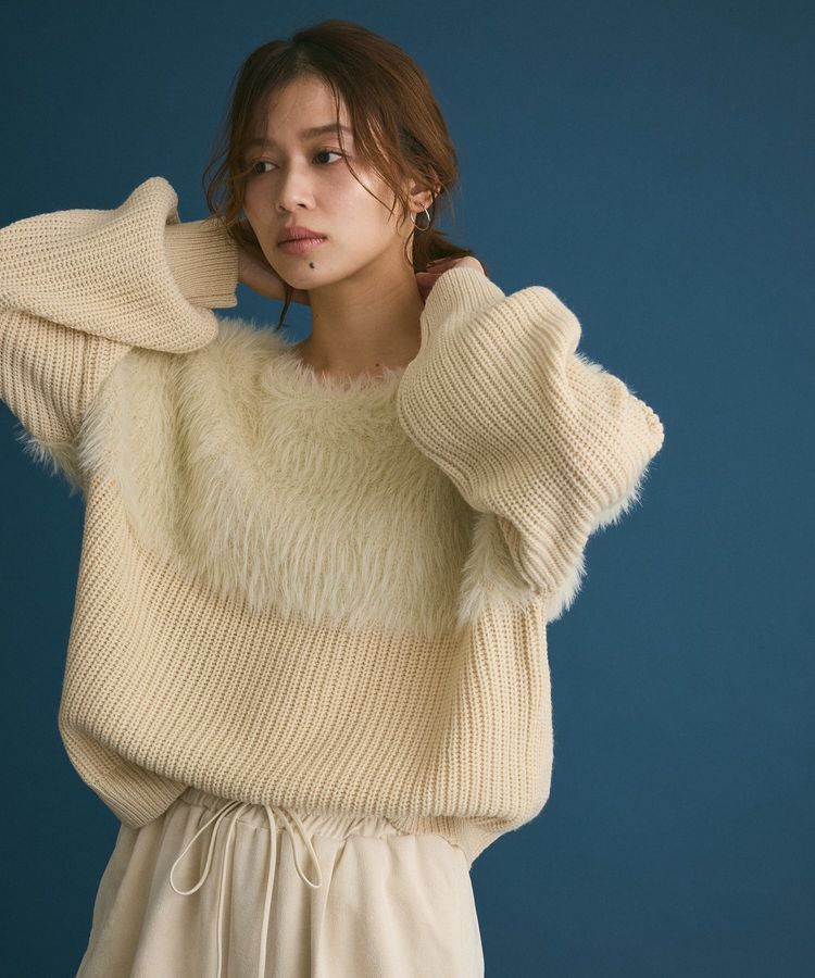 Green Parks「・Petit Fleur シャギーキリカエニット」|ニット・セーター|Ivory