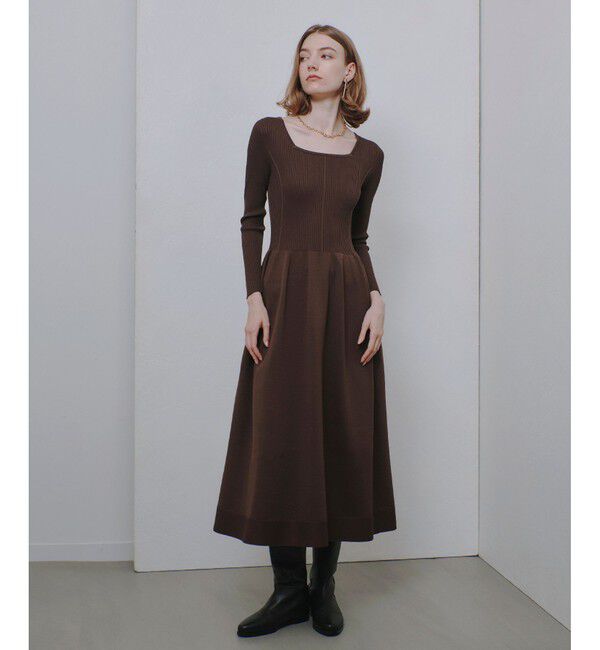 allureville「ウエストマークコクーンニットワンピース」|ワンピース|