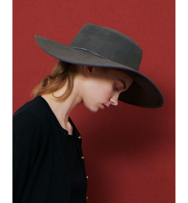 LOULOU WILLOUGHBY「【LOULOU WILLOUGHBY】フェルトチェーンツバヒロハット」|ハット|グレー
