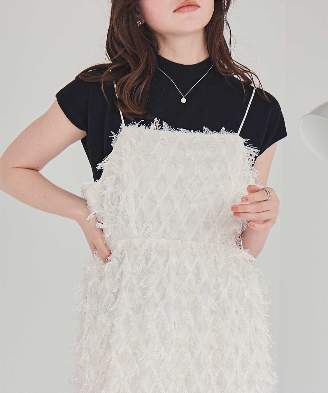 titivate「フリンジジャガードキャミソールワンピース」|ワンピース|