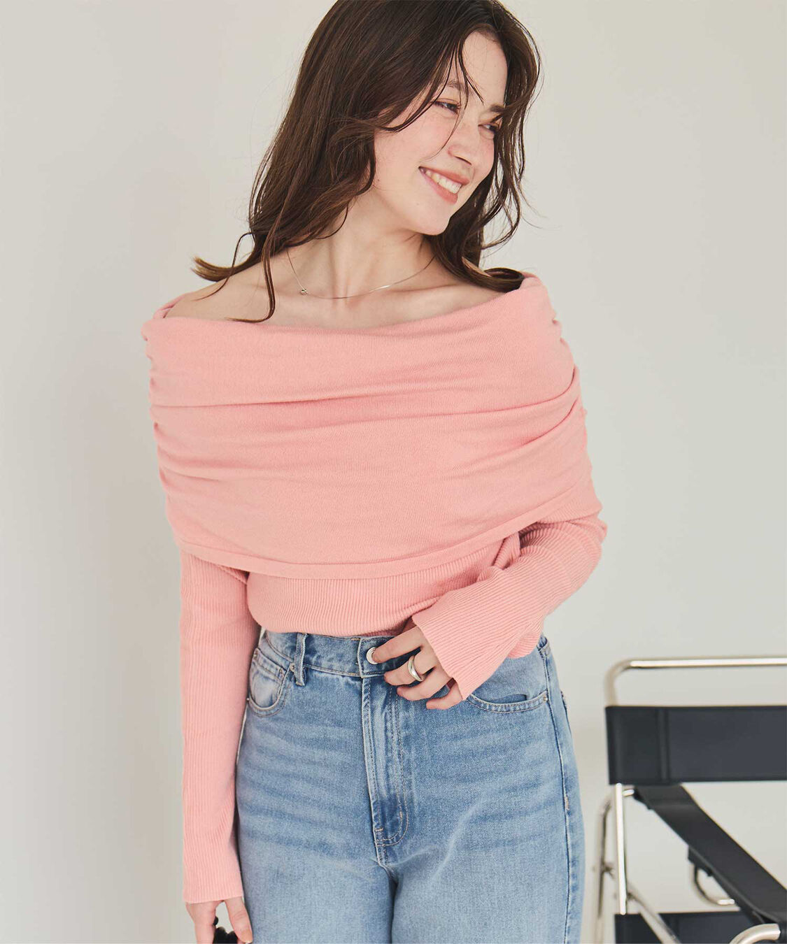 titivate「オフショルダーニット」|ニット・セーター|ピンク