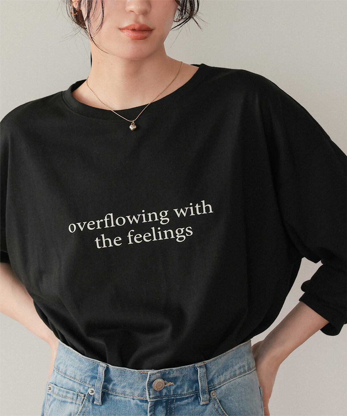 titivate「文字プリントシアーロングTシャツ」|Tシャツ・カットソー|ブラック