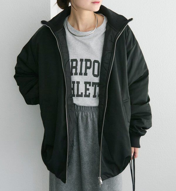  「中わたリブカラーブルゾン」|テーラードジャケット|ブラック