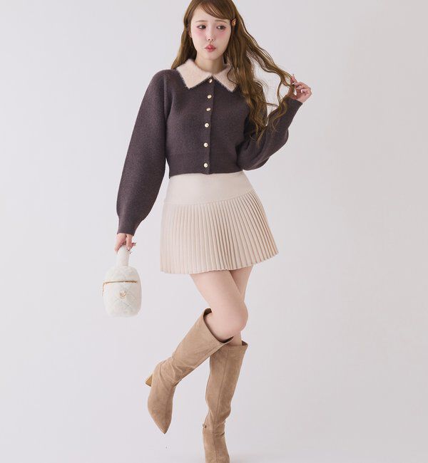  「シャギー襟配色ポロニット」|ニット・セーター|