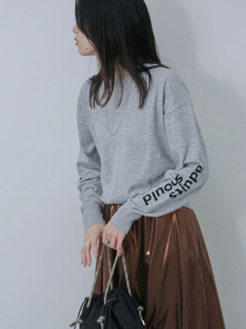 Samansa Mos2 blue「◎袖ロゴニットプルオーバー」|ニット・セーター|