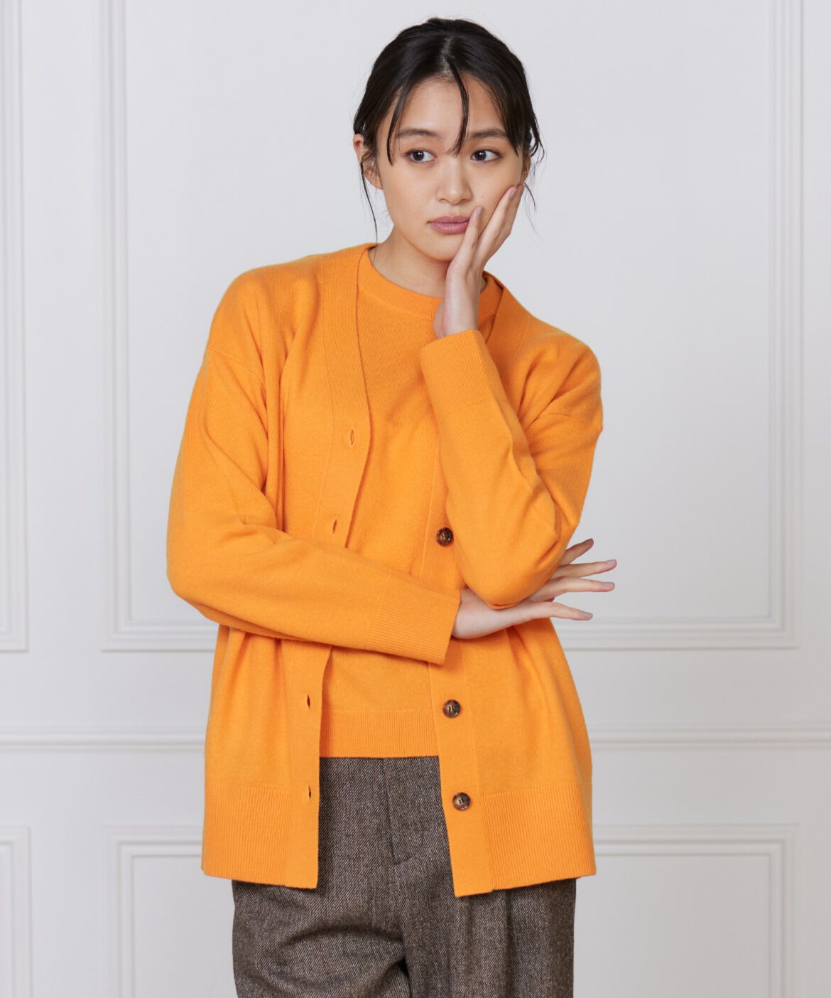 DAY by DAY it&rsquo;s international「カシミヤ混Vネックカーディガン《CASH5》」|カーディガン|オレンジ1
