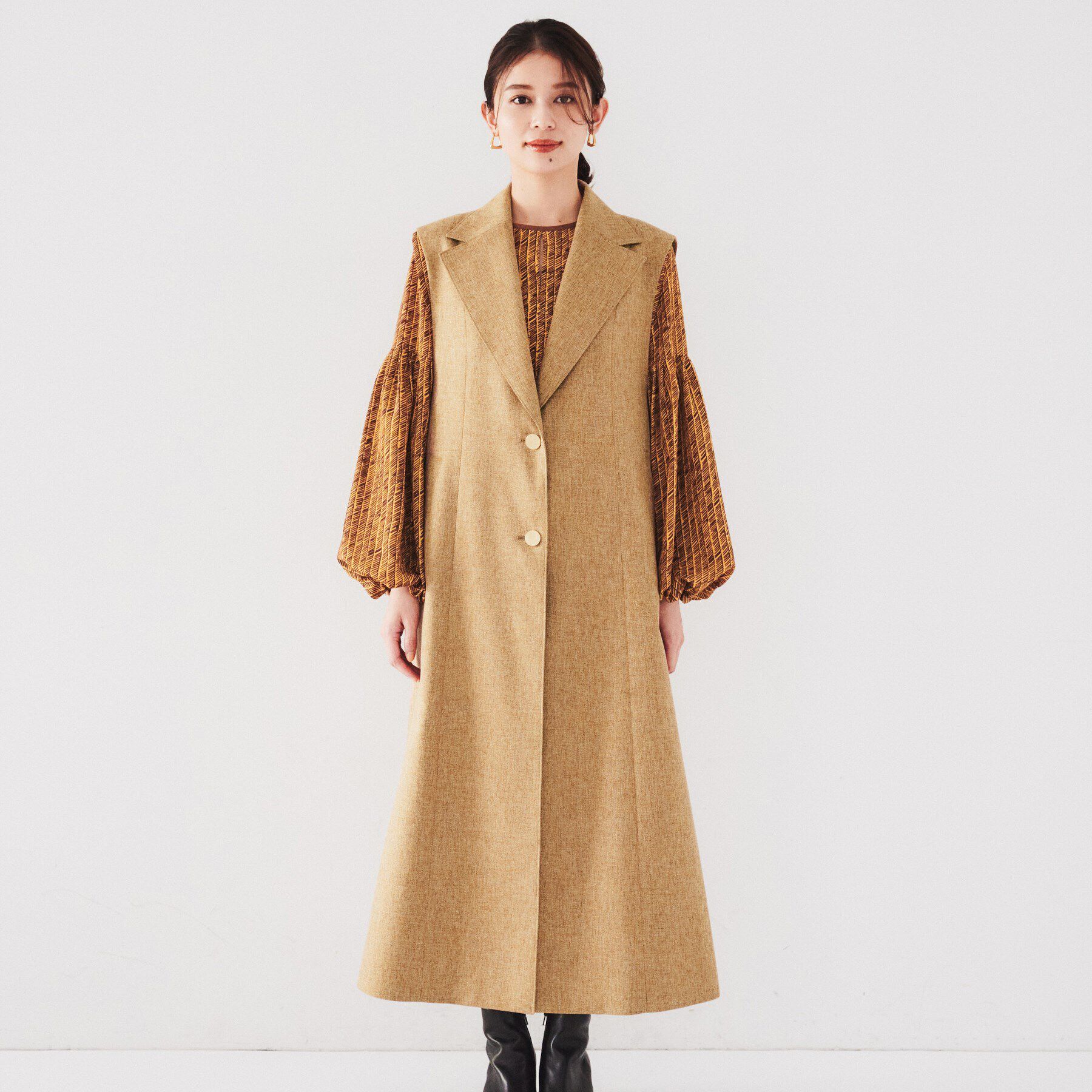 UNTITLED「【ツイードライク/セットアップ可】メランジ ロングジレ」|ベスト・ジレ|