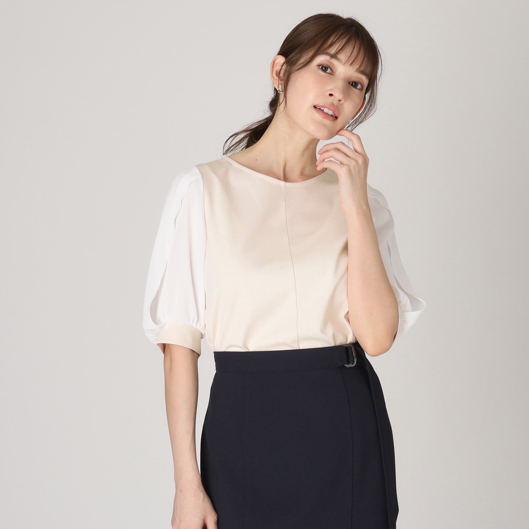 COUP DE CHANCE「【洗える／日本製】ジャージプルオーバー」|シャツ・ブラウス|オフホワイト(503