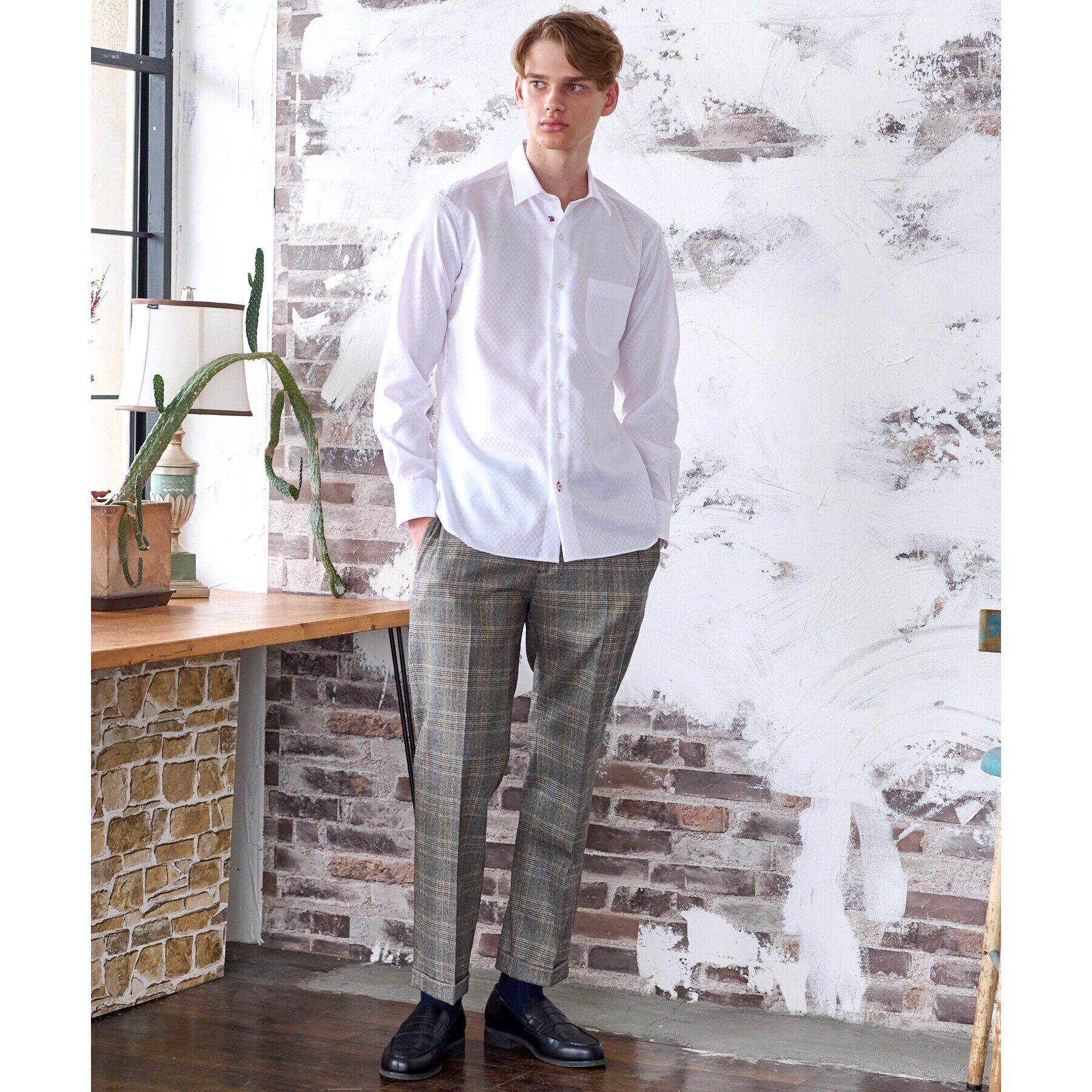 DRESSTERIOR「100双ドビースクエアジャカードシャツ」|シャツ・ブラウス|