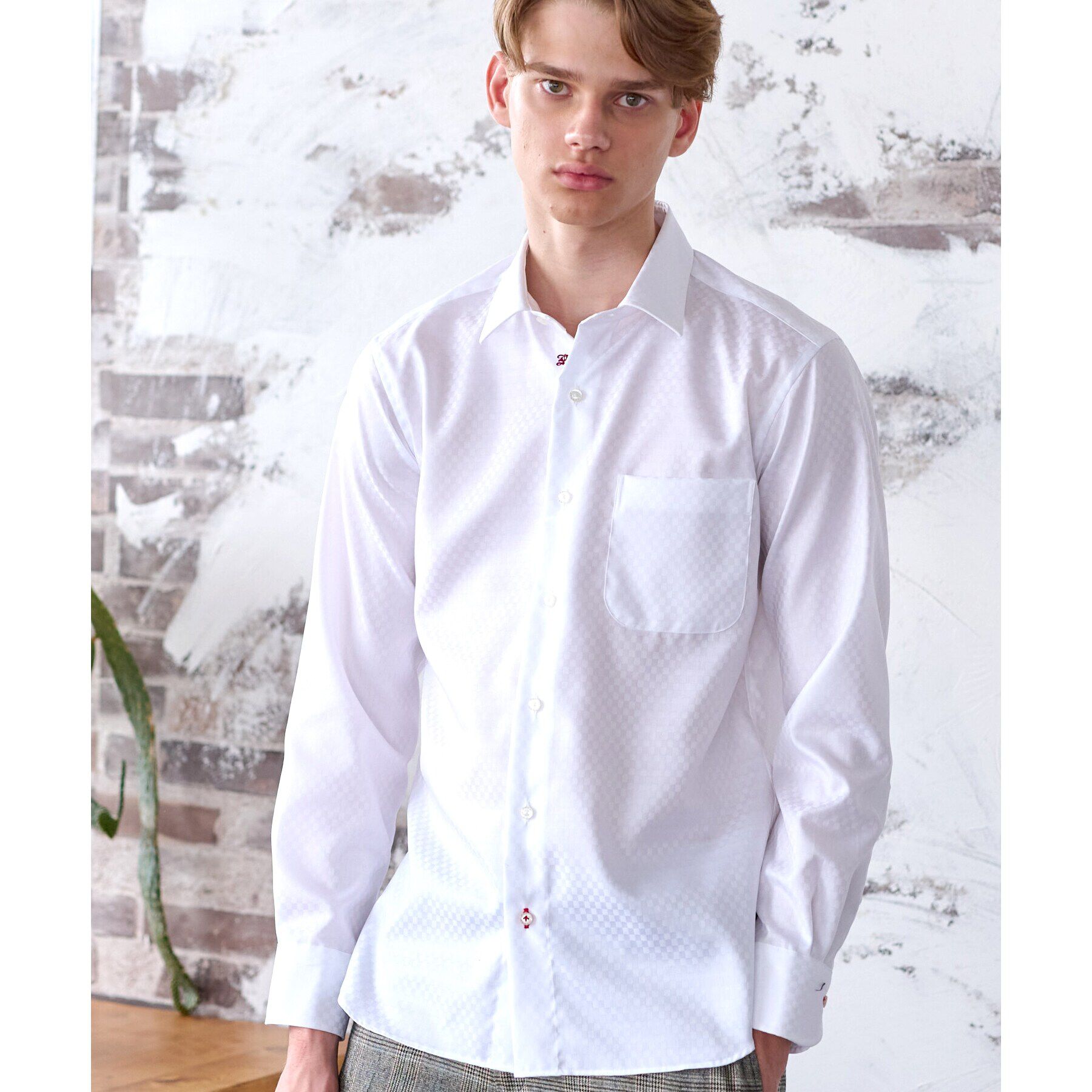 DRESSTERIOR「100双ドビースクエアジャカードシャツ」|シャツ・ブラウス|