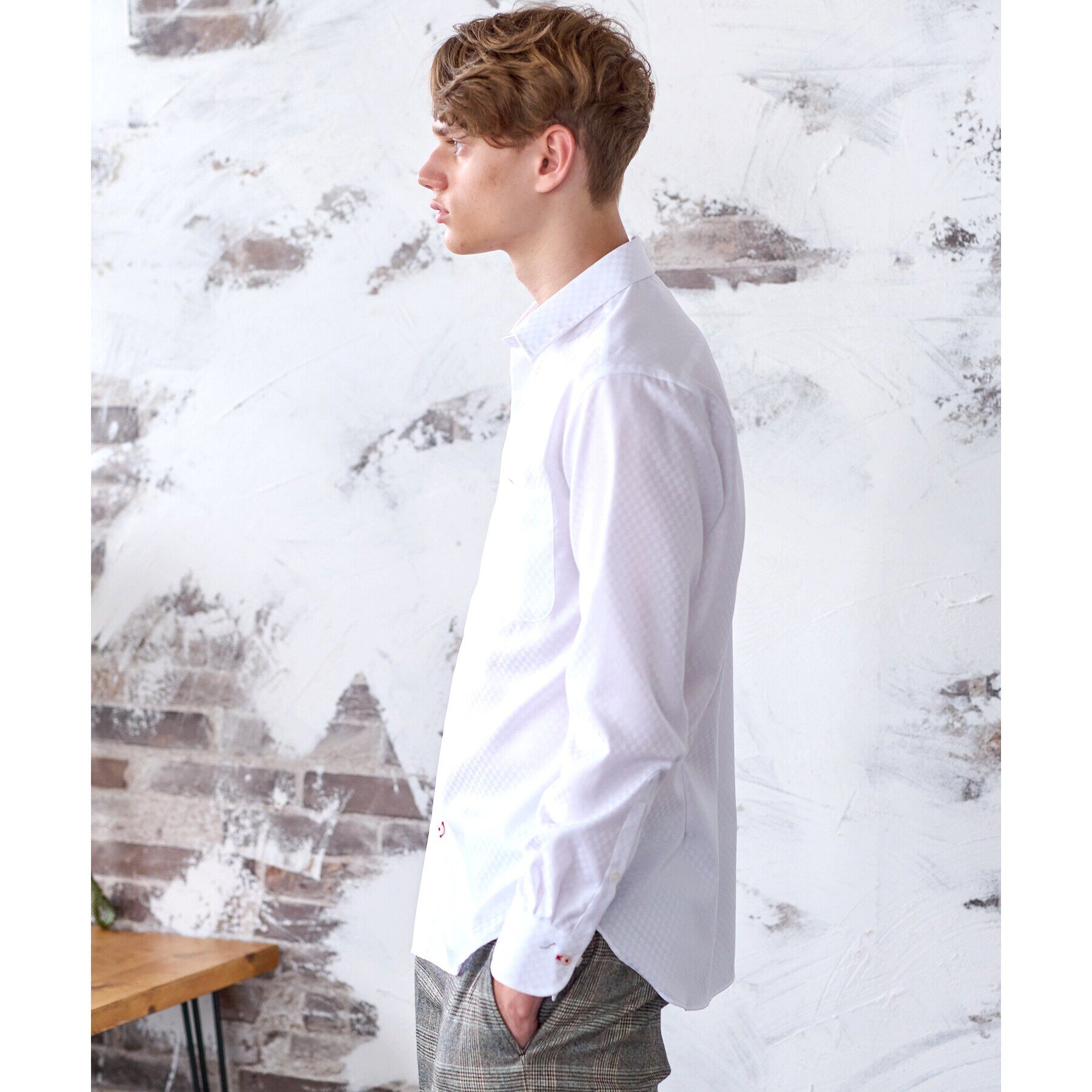 DRESSTERIOR「100双ドビースクエアジャカードシャツ」|シャツ・ブラウス|